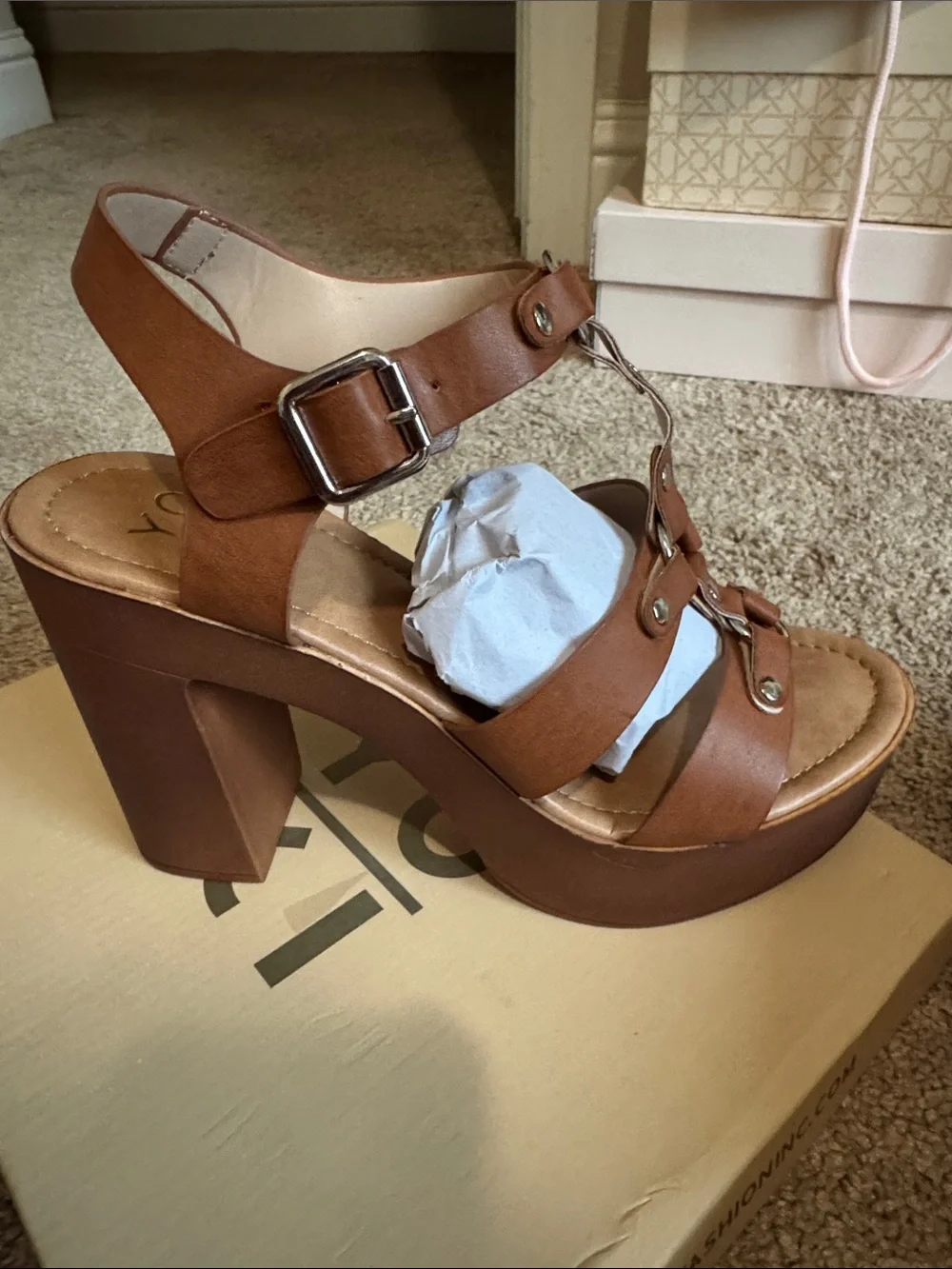 Louise-72 Platform Sandals in Rust - Women's
